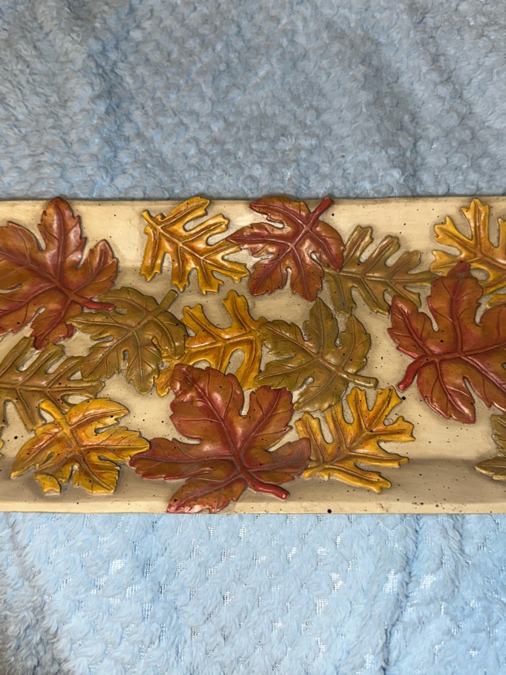 Collection ETC Ceramic Autumn Leaf Tray with Raised Fall Foliage